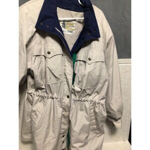 Vintage London Fog Tan Thinsulate Insulated Jacket Navy Collar Womens 14 Reg